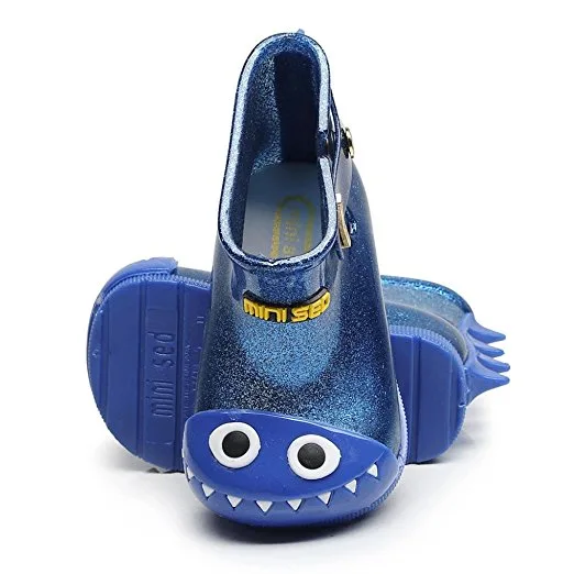 Spring rain boots for toddlers under $30: Blue monsters from Jinjiu