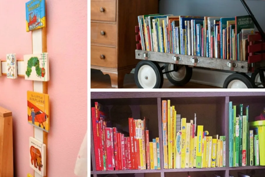Cool kids' book organization ideas.