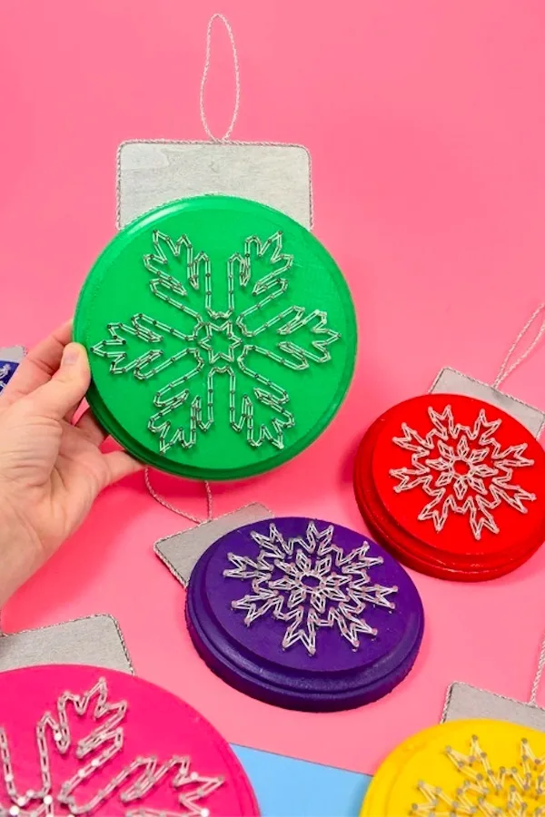 DIY Christmas gifts: String art snowflakes at Dream a Little Bigger
