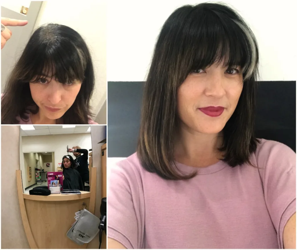 Cut and color, before and after. Doesn't she look amazing?