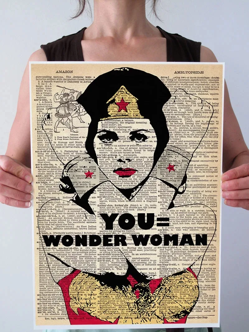 Inspirational quote art for the home office: You = Wonder Woman