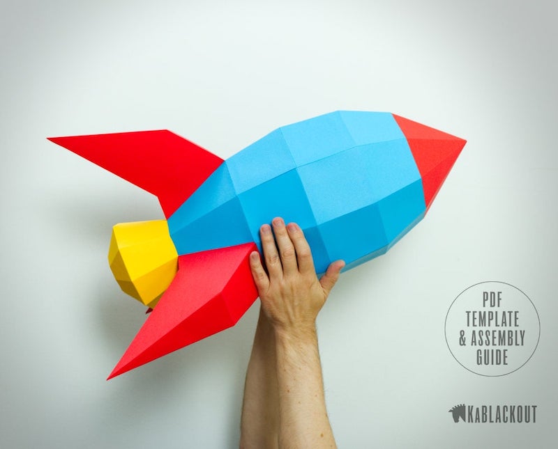 Cool space toys and gifts for kids: DIY rocket template at KaBlackout