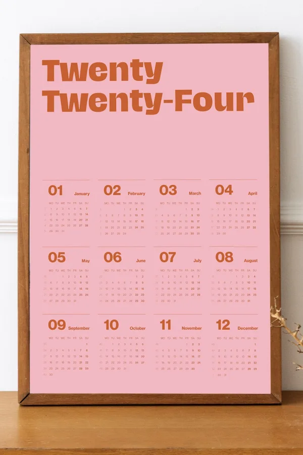 Fun printable retro-futuristic robot calendar for 2024 from Speaker Bawx on Etsy