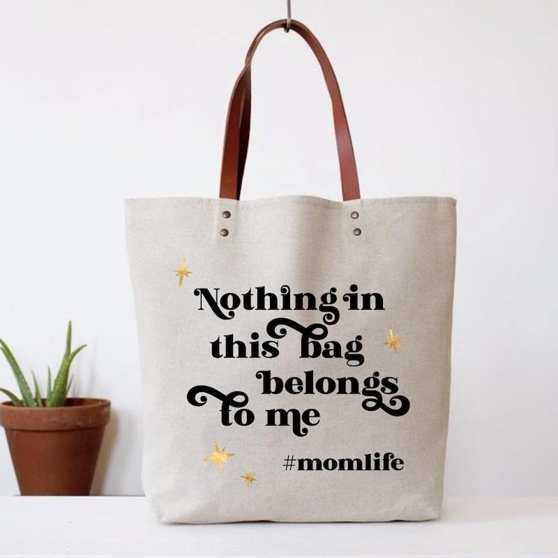 Fashionable beach totes for summer: Hilarious #momlife bag at Nine 16 Tees