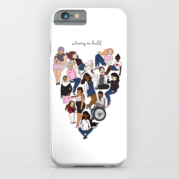 Strong as hell illustrated phone case by Tyler Feder of Roaring Softly. Cool Mothers Day gift for a strong mom!