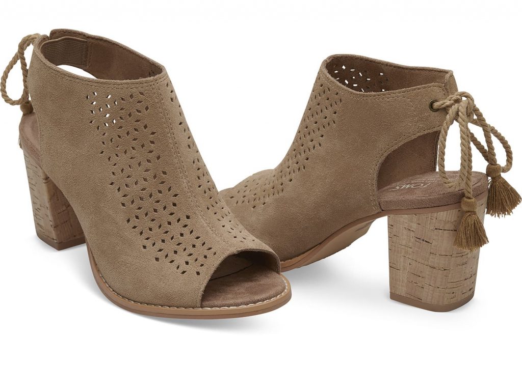 TOMS Toffee Perforated Suede Booties 