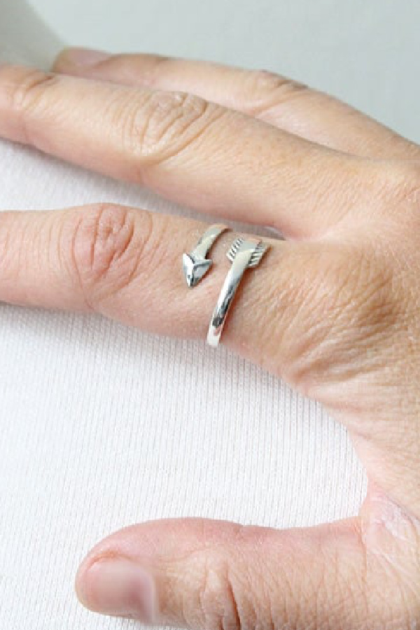 Valentine's jewelry for women who like edgier stuff: Adjustable arrow ring by Peggy Li