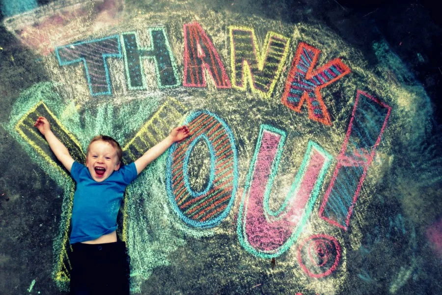 Chalk art thank you photo by Beth Kernaghan is a great idea for Teacher Appreciation Week