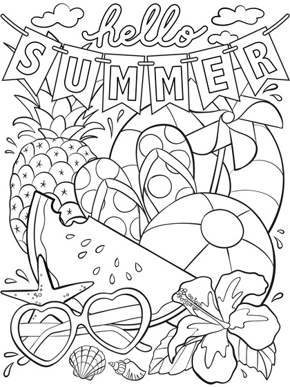 Printable coloring pages for summer: Hello, Summer printable coloring page | Crayola
