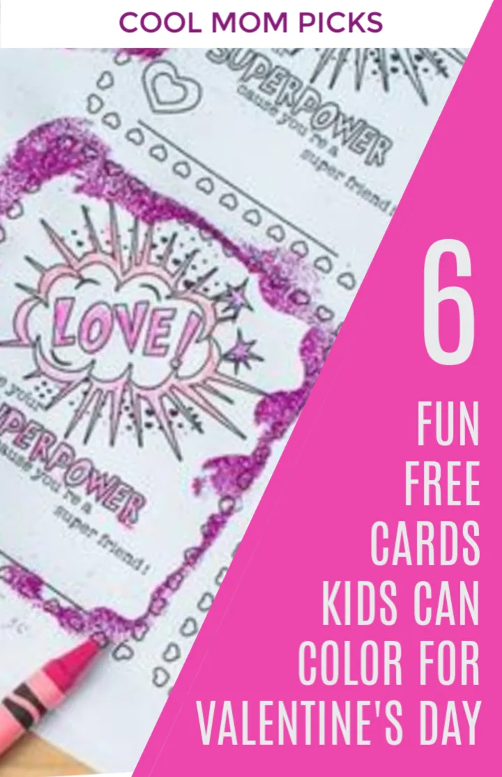 6 cool free printable color-your-own Valentine's cards for kids
