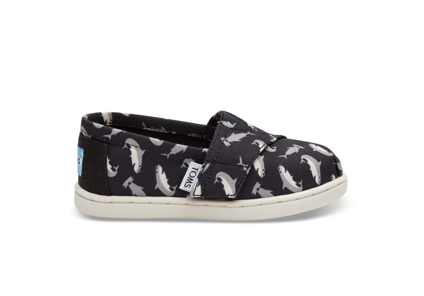 Kids' shark shoes: Black Shark Print Tiny Toms | Toms