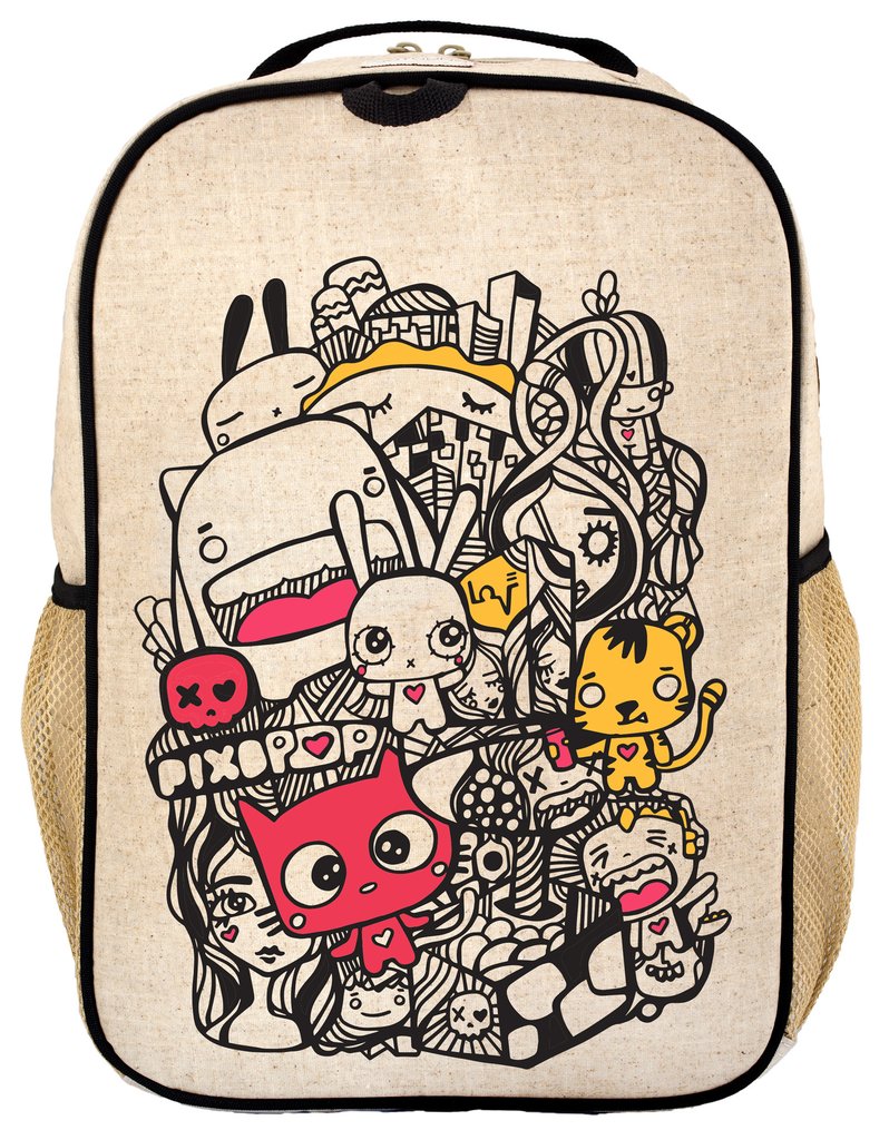 Pixipop x Soyoung's new collab brings anime style illustrations to durable, raw linen backpacks and lunch bags for kids | mompicksprod.wpengine.com