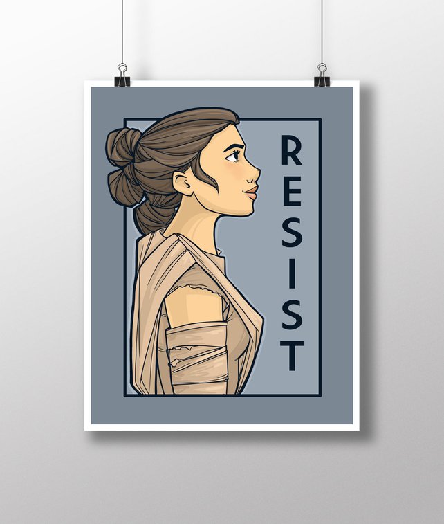 rey Resist poster by Karen Hallion on Etsy from her She Series of prints