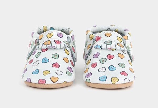 Valentine's Day gifts for babies: LUV FP Moccasins by Freshly Picked