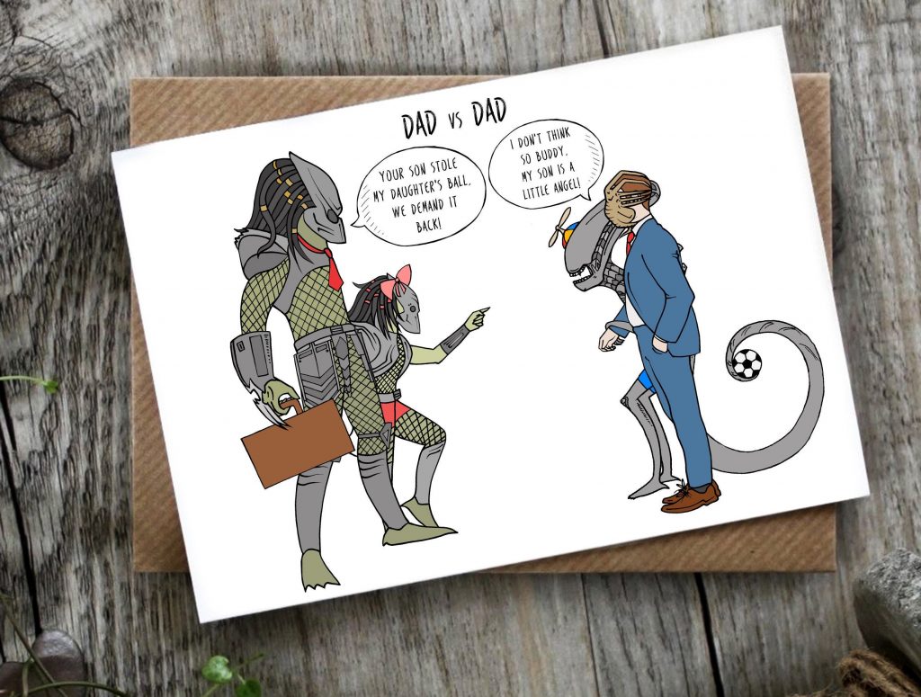 Funny Father's Day card: Dueling alien dads