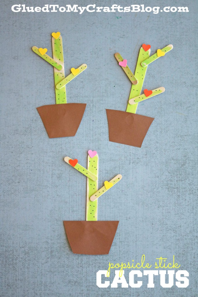 Cactus crafts for kids: Popsicle Stick Cactus | Glued to My Crafts