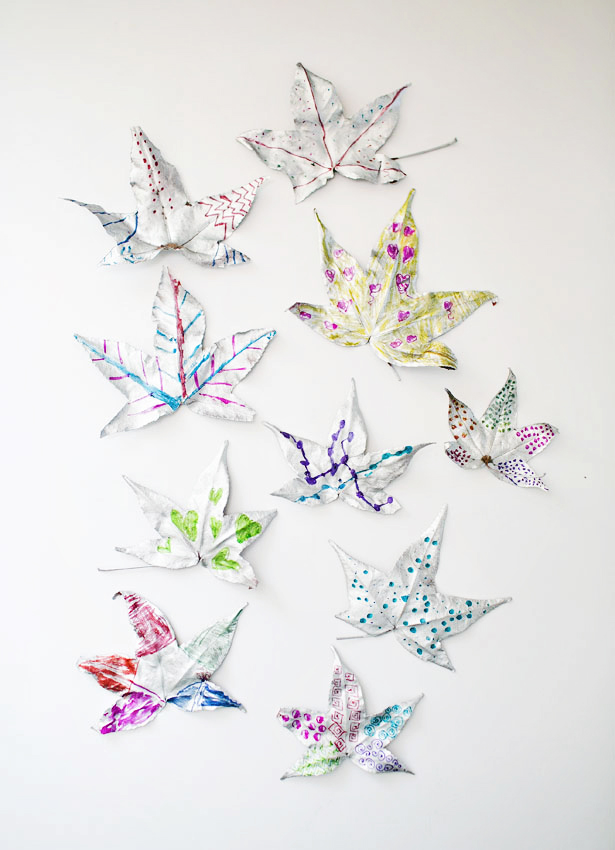 Kids crafts using fall leaves:  Silver Leaf Art | Hello, Wonderful 