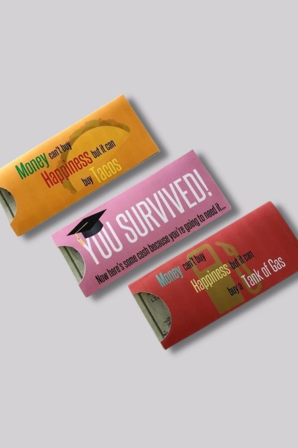 These three printable money envelopes from DIY Inspired cover all the important stuff for recent graduates
