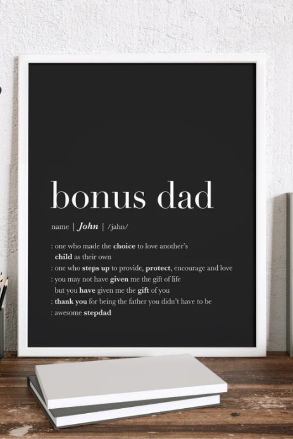 Cool Father's Day gifts under $20: Personalized stepdad artwork
