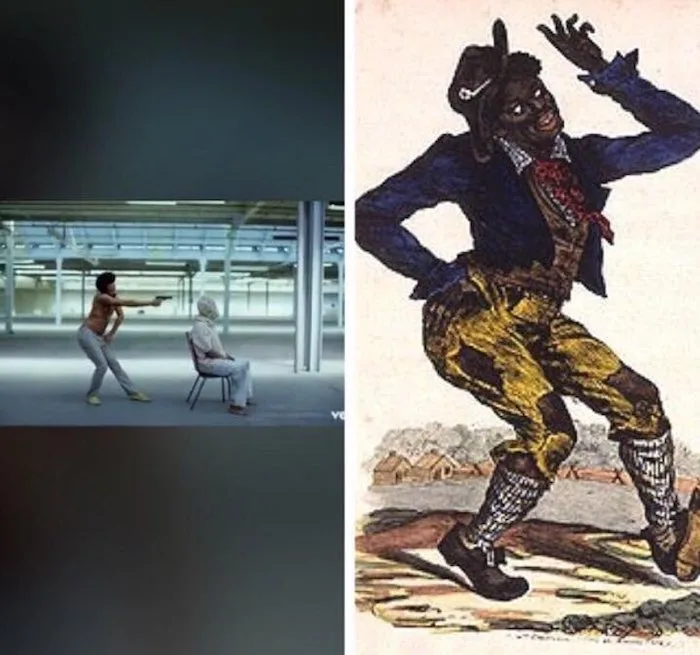 Articles that help parents discuss Childish Gambino's "This is America" with their kids: Symbols of Jim Crow propaganda in the video
