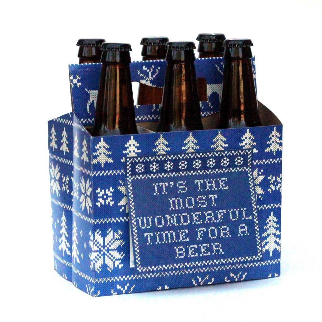 Fun hostess gift ideas: Christmas Sweater Beer Holder you can fill with 6 different microbrews (or not!)