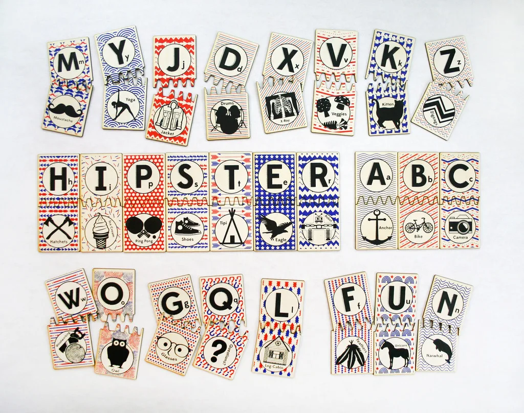 Hipster ABC matching tiles set from Tree Hopper Toys