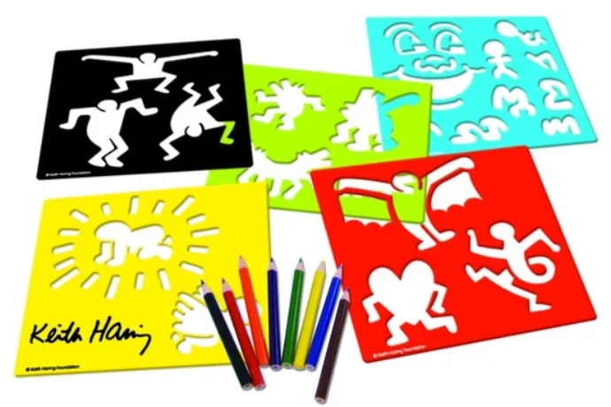Keith Haring wooden stencil set by Vilac -- so cool!