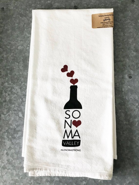 Gifts that give back to first responders of the California wildfires: Sonoma tea towel | Giftify