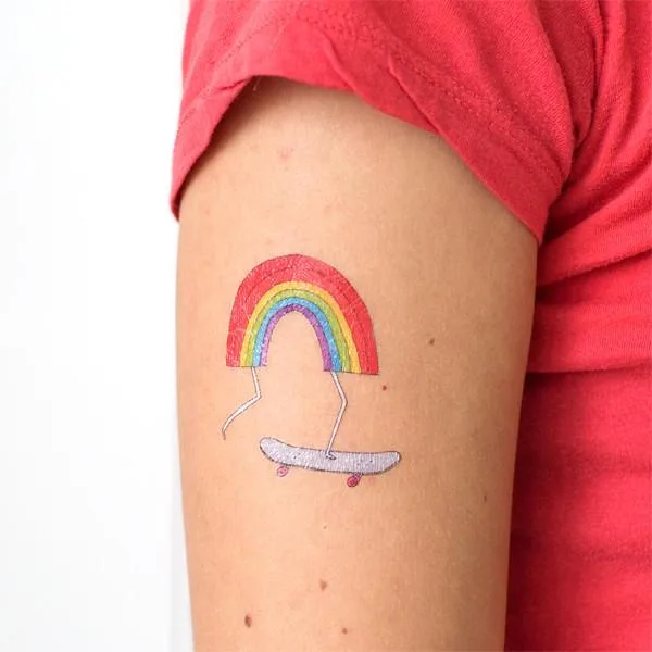 Kids' rainbow temporary tattoo by Tattly