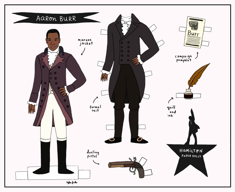 free printable paper dolls: aaron burr paper doll by tyler feder