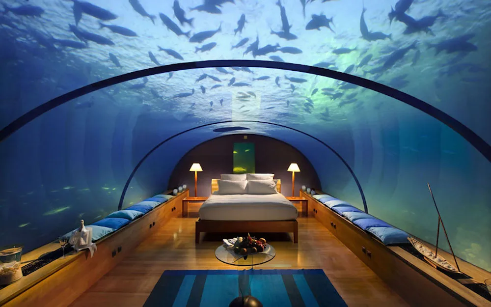 Coolest hotels for kids worldwide: Conrad Maldives Rengali Island's underwater suite