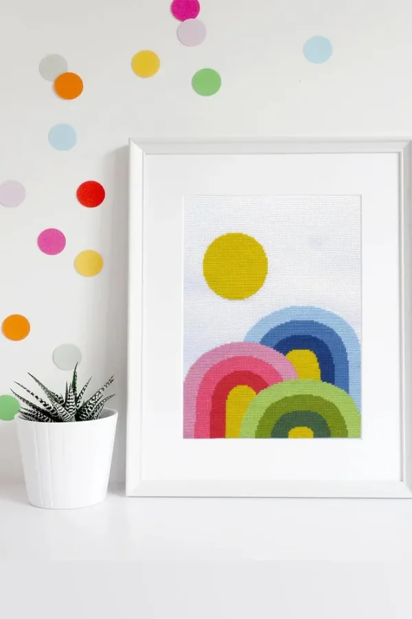 Lisa Congdon Trifecta Rainbow Cross Stitch Kit now at Subversive Cross Stitch