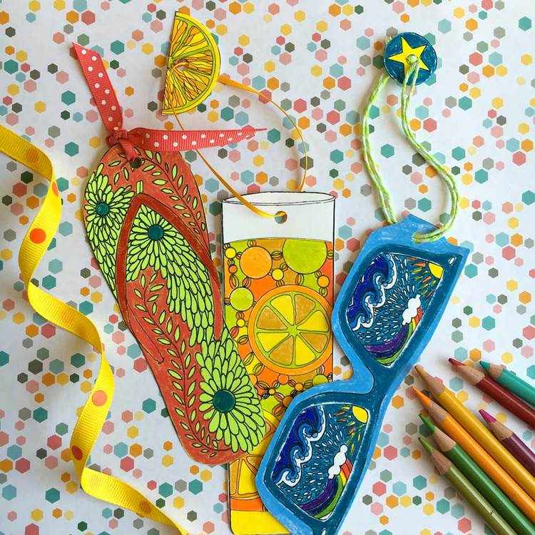 Summer coloring pages for teens: Free Printable Summer Bookmarks | Pamash Designs