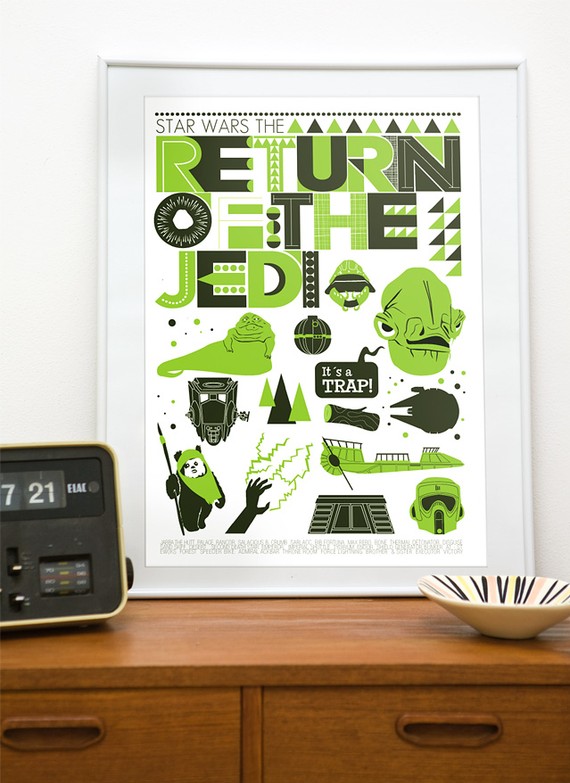 moder retro star wars poster at the handz shop on Etsy
