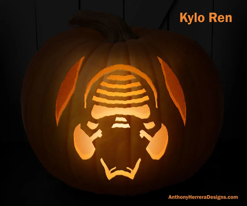Kylo Ren and 12 other awesome Star Wars pumpkin carving templates from Anthony Herrera Designs