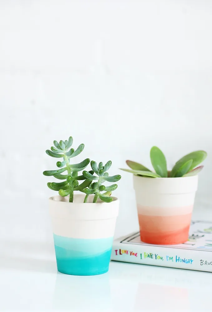 Dip Dye DIY planter tutorial: Sweet Mother's Day gift craft for a home office or nightstand from I Spy DIY