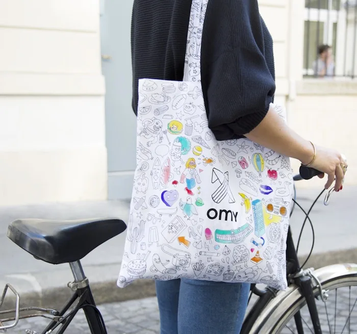 Back-to-school coloring accessories: Tote Bag by OMY