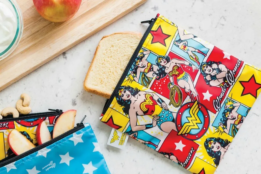 Cool Wonder Woman reusable snack backs and other amazing Wonder Woman school supplies