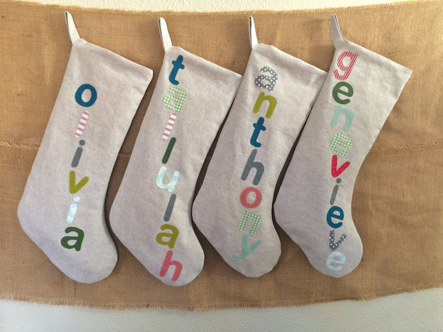 Cool modern Christmas stockings on Etsy: Personalized Linen Stockings by Beek