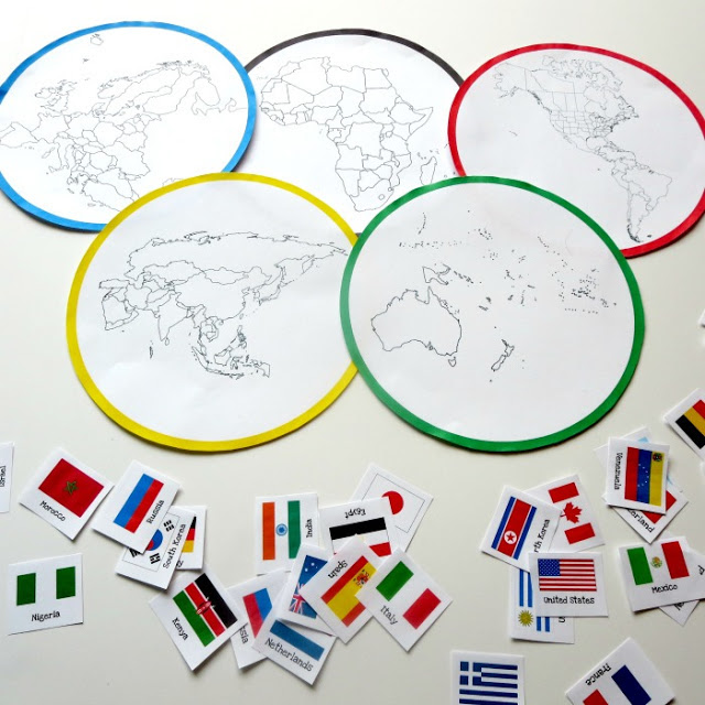 Olympics crafts for kids: Countries sorting game at Planet Smarty