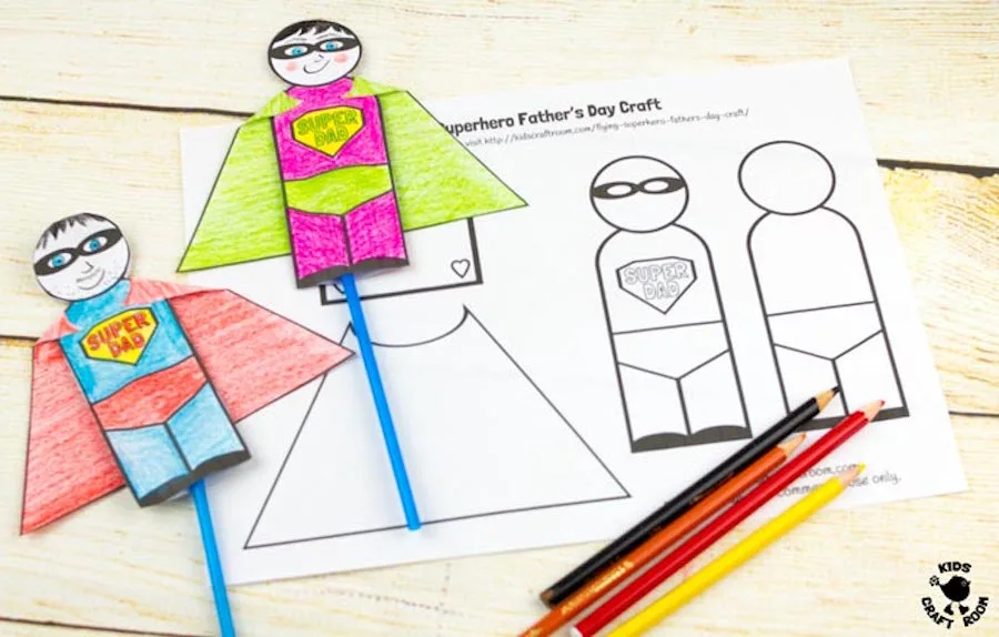 Free, fun Father's Day printables: Flying Superhero Printable by Kids Craft Room