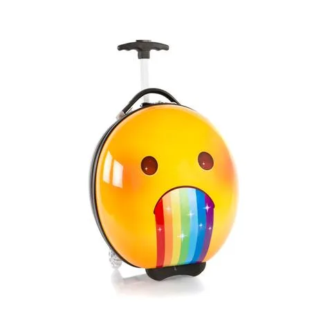 Emoji luggage at Heys includes the emoji puking up a rainbow...is that even an emoji?