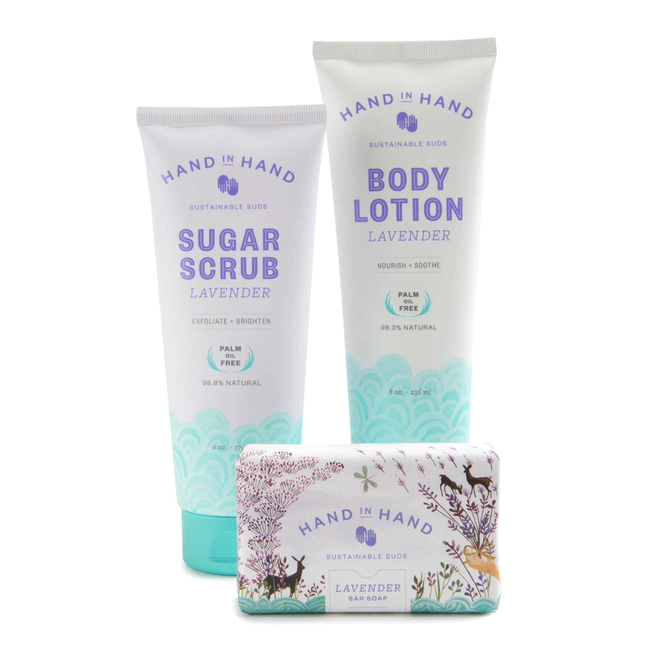 Hand in Hand gift set of sustainable lavender beauty products: Gifts that give back for Mother's Day