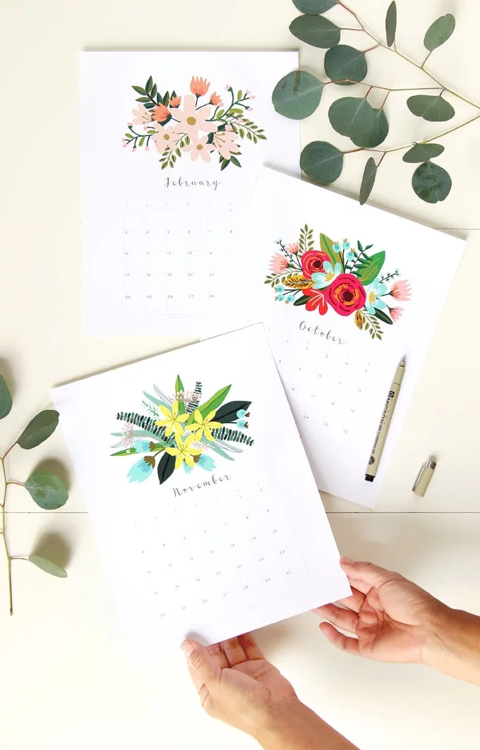 2019 printable calendar from Clementine Creative
