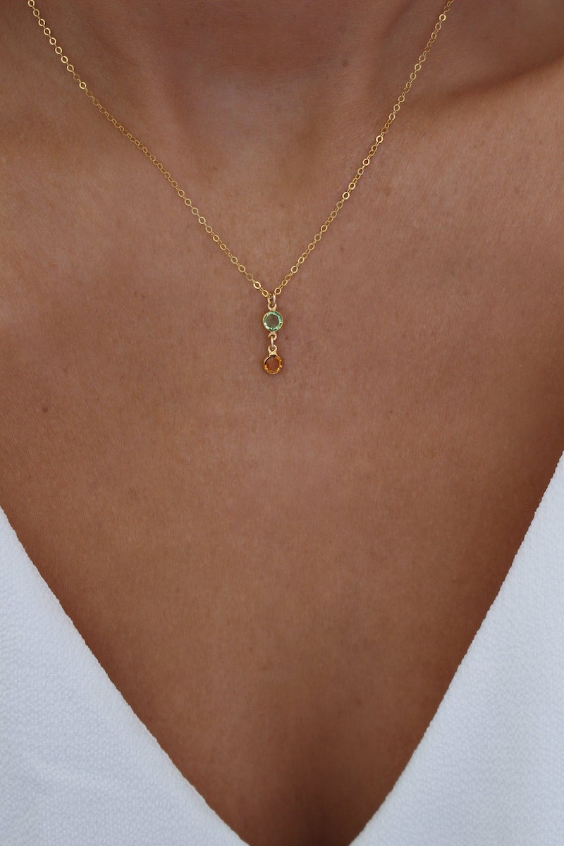 Gifts for after a miscarriage: A birth stone necklace with the baby's birth stone