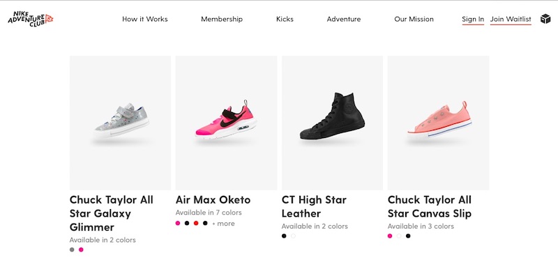 Nike Adventure Club: Choose from 100s of styles every month.