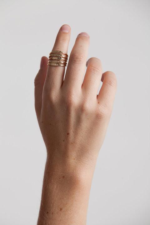 Personalized Mother's Day gifts: Personalized stacking word rings | ABLE