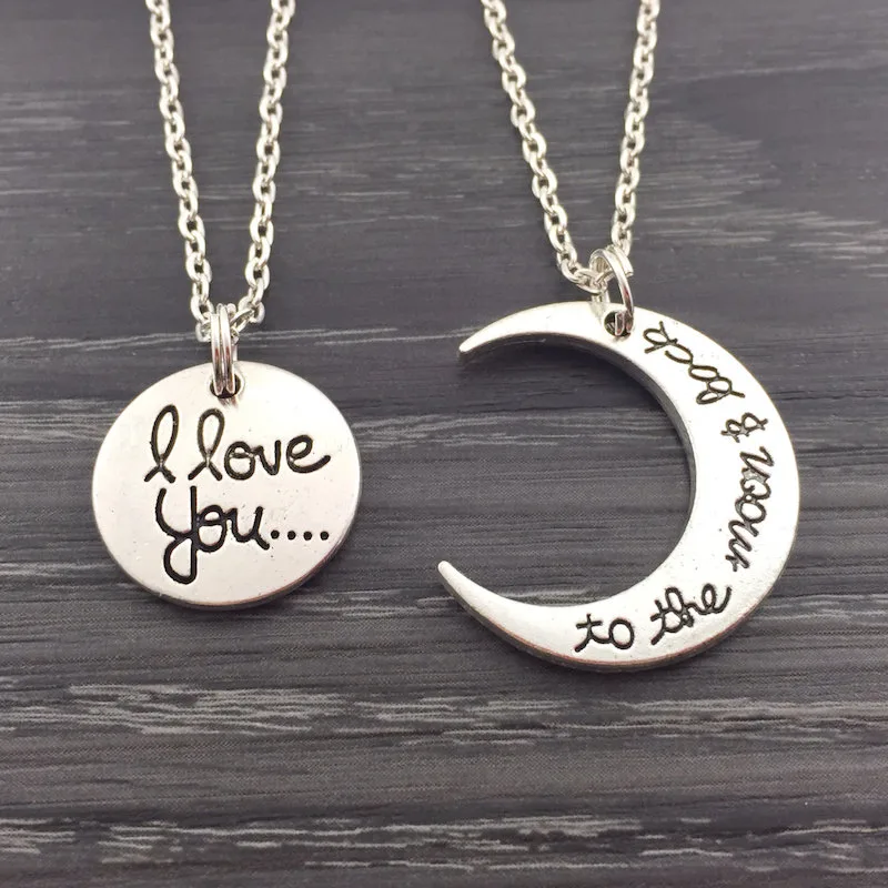Valentine's Day BFF jewelry: To the Moon Friendship Necklace by Lucky U Charms