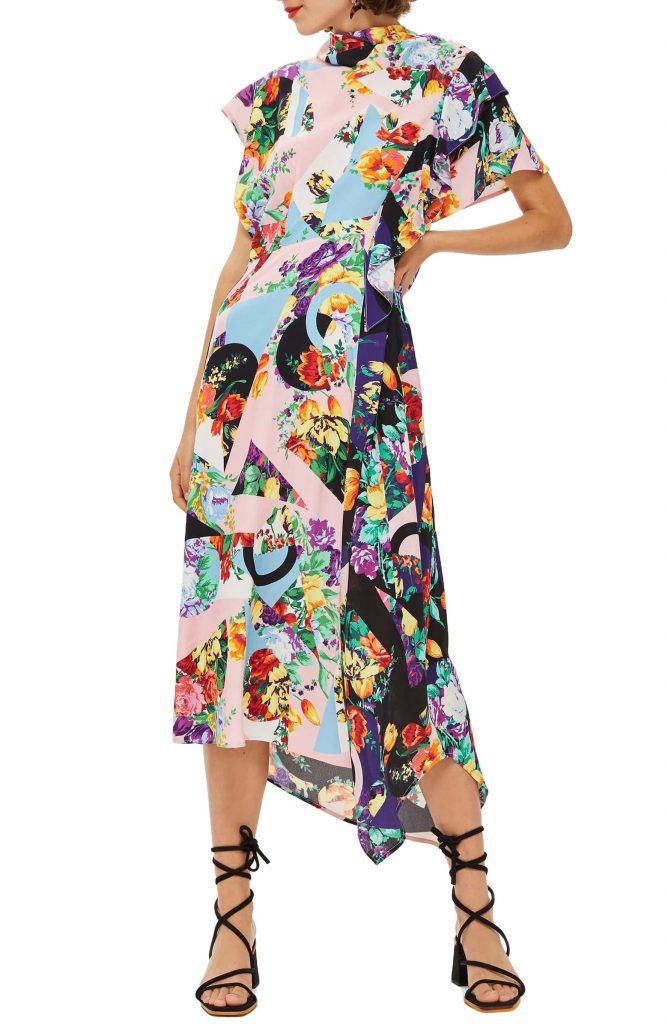 floral dresses for fall: Topshop Cowl Back Midi Dress 