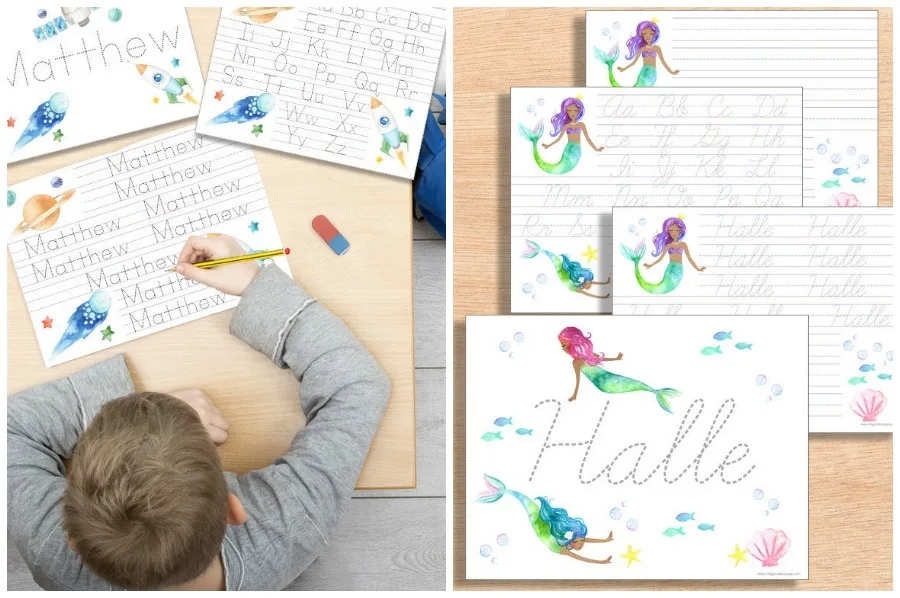Handwriting resources for kids: Custom name worksheets from Indigo Ink Boutique